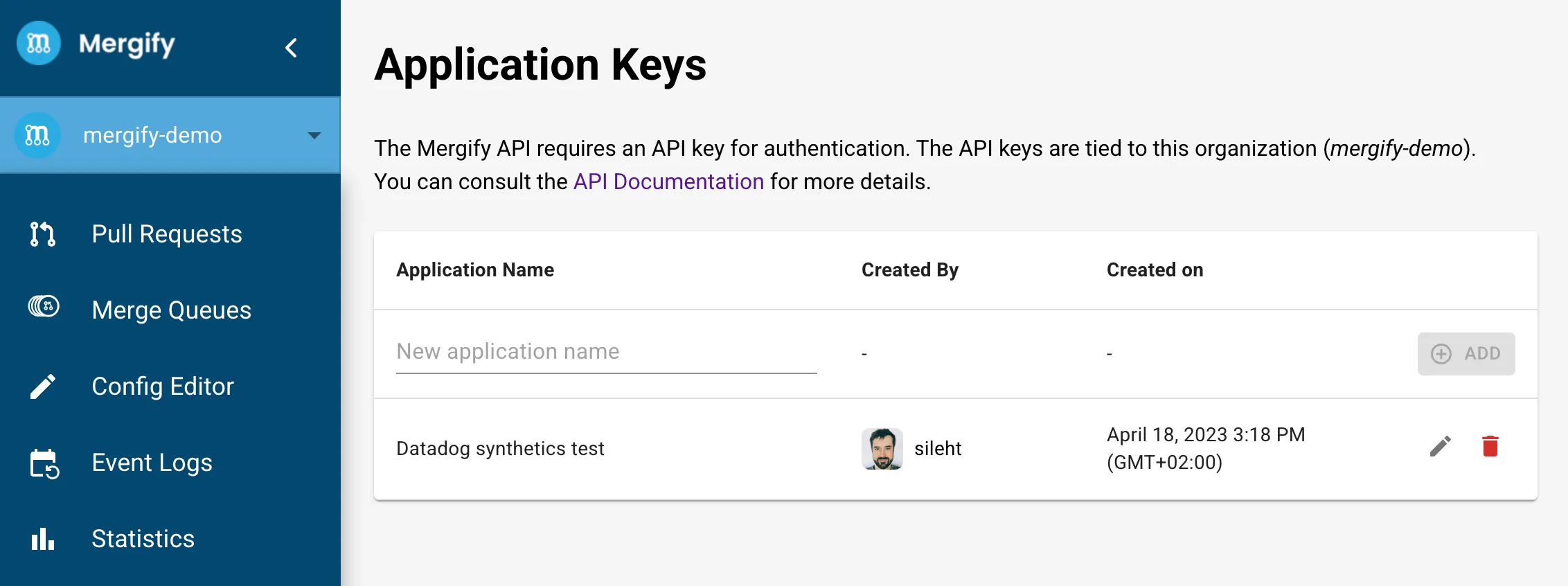 Application key token