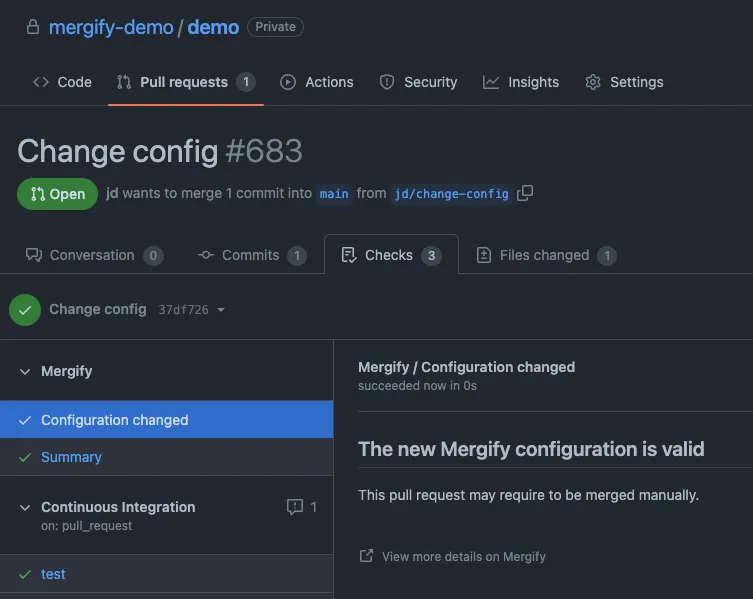 Mergify configuration check