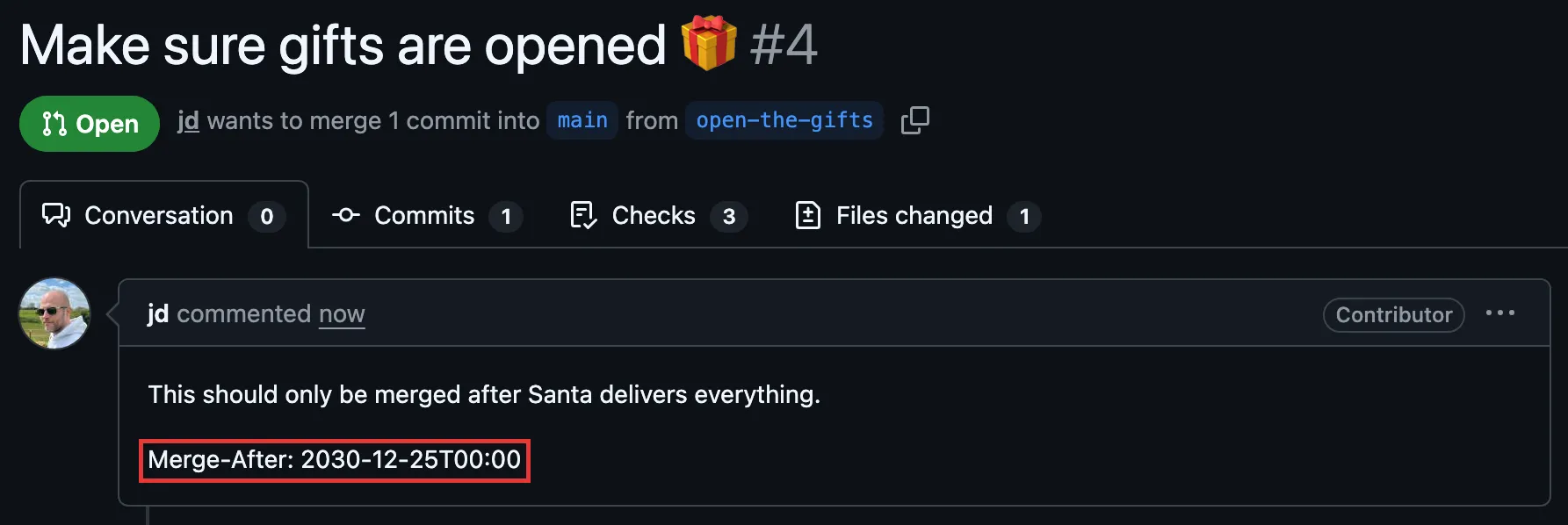 Using Merge-After in the pull request body on GitHub