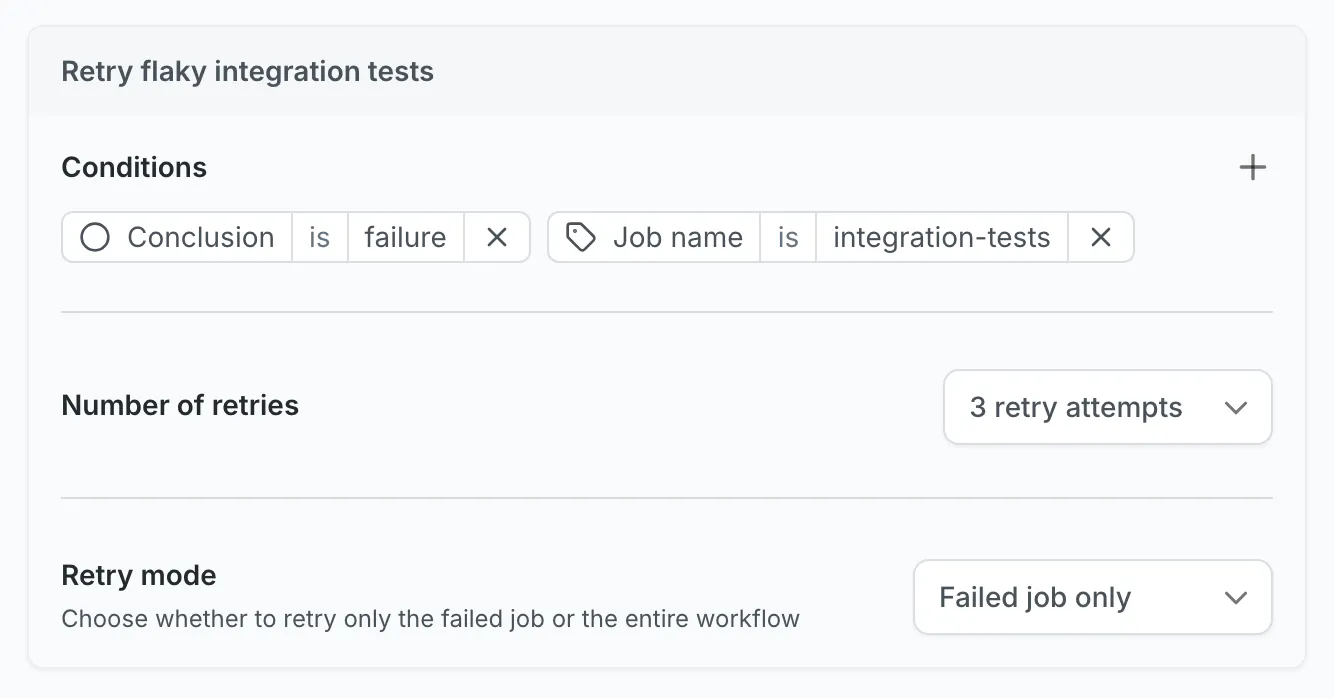 CI Insights retry rule configuration