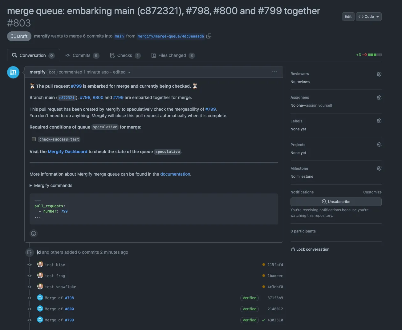 Mergify parallel checks details